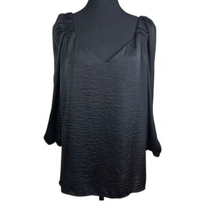 Vince Camuto Black Ruched Sleeve Blouse Size XL